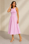 Pink Sleeveless Ribbed Top Gathered Waist Midi Dress - 5
