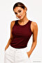 Women's Dark Burgundy Camisole Zero Sleeve Crew Neck Cotton Undershirt