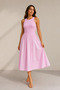 Pink Sleeveless Ribbed Top Gathered Waist Midi Dress - 4