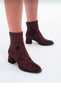 Women's Bitter Brown Suede Round Toe 5cm Heel Length Comfortable Fit
