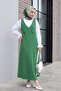 Long Gilet with Tie Shoulders - Forest Yş. - 5