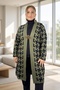 Geometric Patterned Broch Detailed Long Sleeve Shal Collar Large Size Knitting Cardigan - 2
