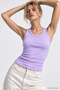 Women's Lilac Camisole Zero Sleeve Crew Neck Cotton Undershirt - 4