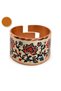 Blue and White Geometric Thick Copper Ring, Hand-Embroidered Adjustable Model
