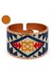 Red and white mosaic chunky copper ring, adjustable