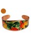Multi-Colored Baklava Wide Form Thick Copper Bracelet, Hand-Embroidered Adjustable Model