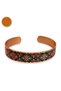 Black green diamond flower thin copper bracelet, adjustable