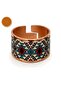 Turquoise black evil eye thick copper ring, adjustable