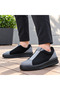 Kb-007 Black Gray Men's Shoes - Single Velcro Strap, Laceless, Black High-Sole Comfortable Casual Sneaker - 2
