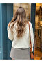 Women's Plain Buttoned Soft Textured Ecru Knitwear Cardigan - 2