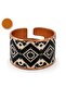 Black and white floral chunky copper ring, adjustable