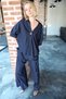 Bronch Detailed Side Pocketed Thick Belted Rayon Fabric Double Suit - 3