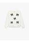Crew Neck Bow Detail Long Sleeve Fleece-Lined Sweatshirt - 2