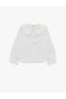 Long Sleeve Oversize Cotton Baby Collar Shirt with Bow - 5