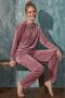 Luxury Velvet French Velvet Winter Pajama Set with Textile Detail - 5