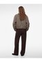 Long Sleeve Faux Leather Collared Pocketed Zippered Plaid Oversized Bomber Jacket - 4