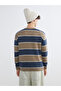 Xside beige striped crew neck men's knit sweater - 4
