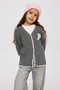 Girl's Applique Detailed Anthracite Knitwear Cardigan - 3