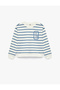 Long Sleeve Crew Neck Printed Striped School Sweatshirt - 4