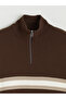 Xside Brown Zippered High Collar Striped Men's Knitwear Sweater - 6