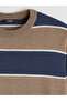 Xside beige striped crew neck men's knit sweater - 6