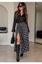 Plaid Piece Slit Skirt with Front Knot Look
