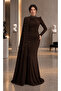 Cape Detailed Dress with Pearl Detail Evening Gown