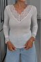 Ecru Lace Collar Cashmere Blend Blouse - 5
