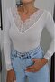 Ecru Lace Collar Cashmere Blend Blouse - 4