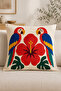 Tropical Parrot Patterned Embroidery-Looking Digital Printed Decorative Throw Pillow Cover 43X43 cm – (Double-Sided) - 6