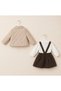 3-Piece Baby Girl Set with Checkered Quilted Coat, Velvet Skirt and Shirt - 7