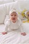 Baby Girl Ecru Corduroy Ruffle Detailed Jumpsuit and Bow Headband Set - 5