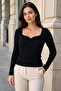 Women's Collar Detail Long Sleeve Knitwear Blouse - 5