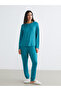 Two Mt Shop Quality Lcw Dream Turquoise Combed Cotton Patterned Long Sleeve Women's Pajama Set - 2