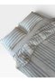 100% Cotton Muslin Bohemian 4-Piece Double Duvet Cover Set with Wooden Button Bag Ecru/Green - 4