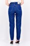 Women Mom Fit Solid No Stretch Jeans, Blue - 4