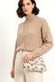 Beige Faux Fur Chain Hand and Shoulder Clutch Portfolio Bag