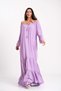 Lilac Carmen Collar Frilly Sleeve Skirts Scalloped Oversize Long Dress - 3
