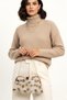 Beige Faux Fur Chain Hand and Shoulder Clutch Portfolio Bag - 3