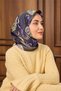 Twill Silk Scarf Morcivert-Funda Patterned Tok Duruşlu 90X90 - 5