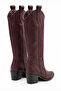 Django Women's Burgundy Embroidered Pointed Toe Thick Heeled Below the Knee Western Cowboy Boots - 6