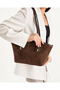Women's Bitter Brown Suede Zipper Closure Medium Size Hand and Shoulder Bag