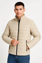 Men's Bomber Jacket – Water Repellent Fabric, Quilted Lining, Zipper Closure, Winter – Beige - 4