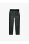 Belted High Waist Slim Fit Straight Leg Cotton Denim Trousers - Mom Slim Jean - 5