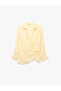 Long Sleeve Lace-Up Draped Double-Breasted Oversize Satin Shirt - 5