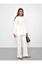 Women's White Slit Detailed Modal Fabric Oversized Hijab Tunic Long Sleeve Sweatshirt - 4