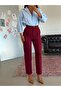 Elastic Waist Striped Trousers - Burgundy - 2