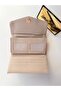 Women's Mink Multi-Compartment Leather Look Long Wallet with Snap Fasteners and Zipper Card Holder Compartment - 2