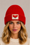 Red Wool Beret with Fox Punch, New Year's Birthday Gift