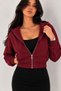 Burgundy Crop Zippered Short Cardigan - 2